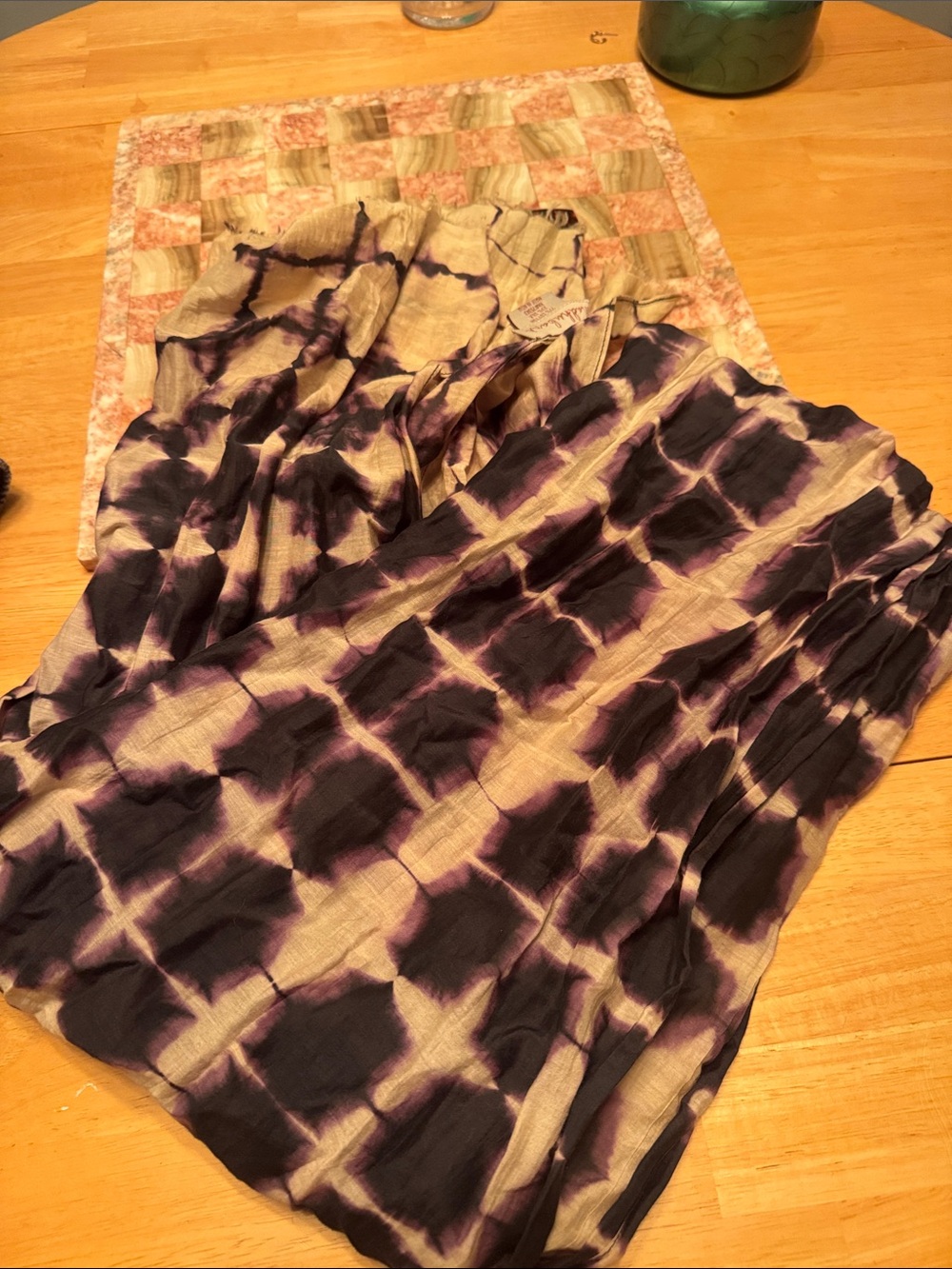 Women’s Tie-Dye Purple and Cream Lightweight Scarf Silk And Cotton